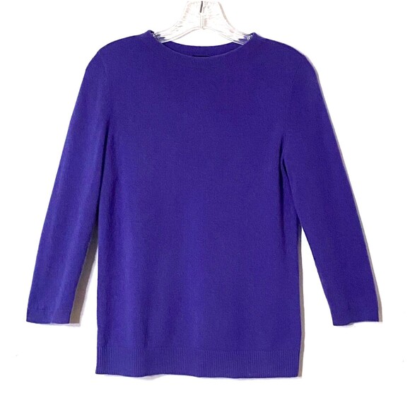 Talbots Sweaters - Talbots Pure Cashmere Sweater Womens Size Small Dark Periwinkle 3/4 Sleeves